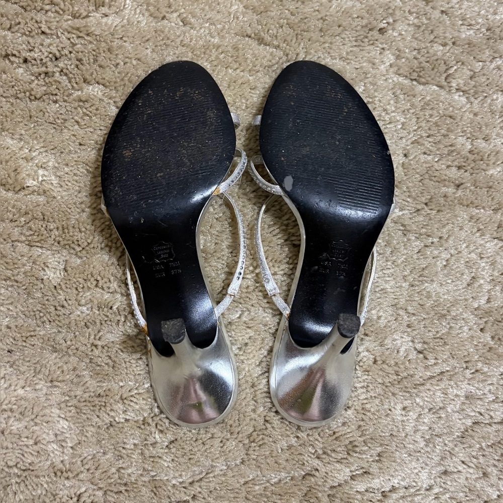 3 1/2 Inch Silver Rhinestone Heels - Picture 3 of 4